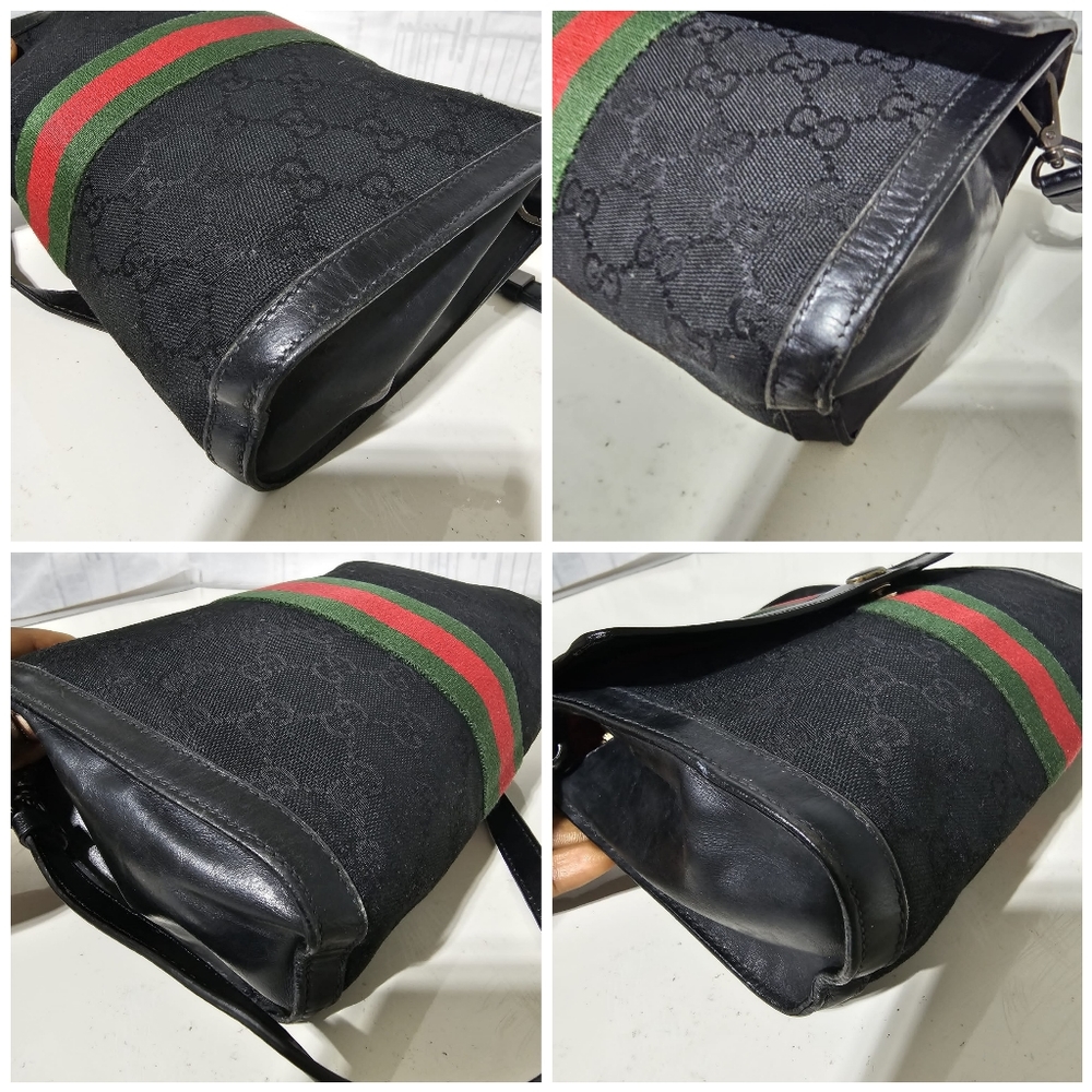 GUCCI Ophidia GG Vintage Sherryline Crossbody bag Black - Picture 13 of 14